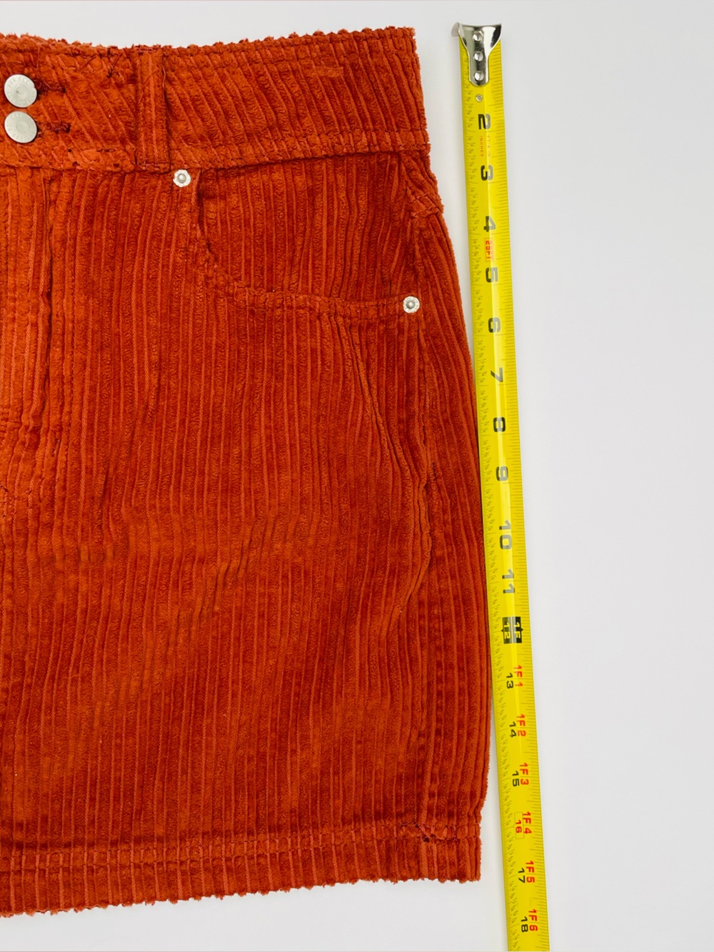 BDG Rust Burnt Orange Corduroy Zip Pocket Fall Autumn Casual Mini Skirt | Medium - Picture 8 of 8